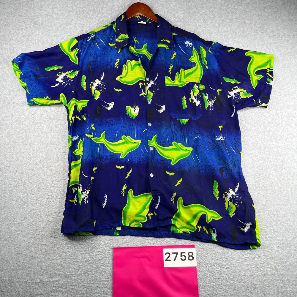 Beachwear Featherweight Dolphin XXL Tropical Shirt Button Up Short Sleeve Mens